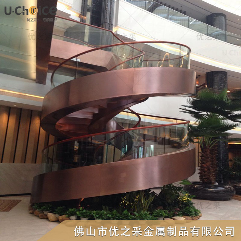不銹鋼玫瑰金旋轉(zhuǎn)樓梯的設(shè)計